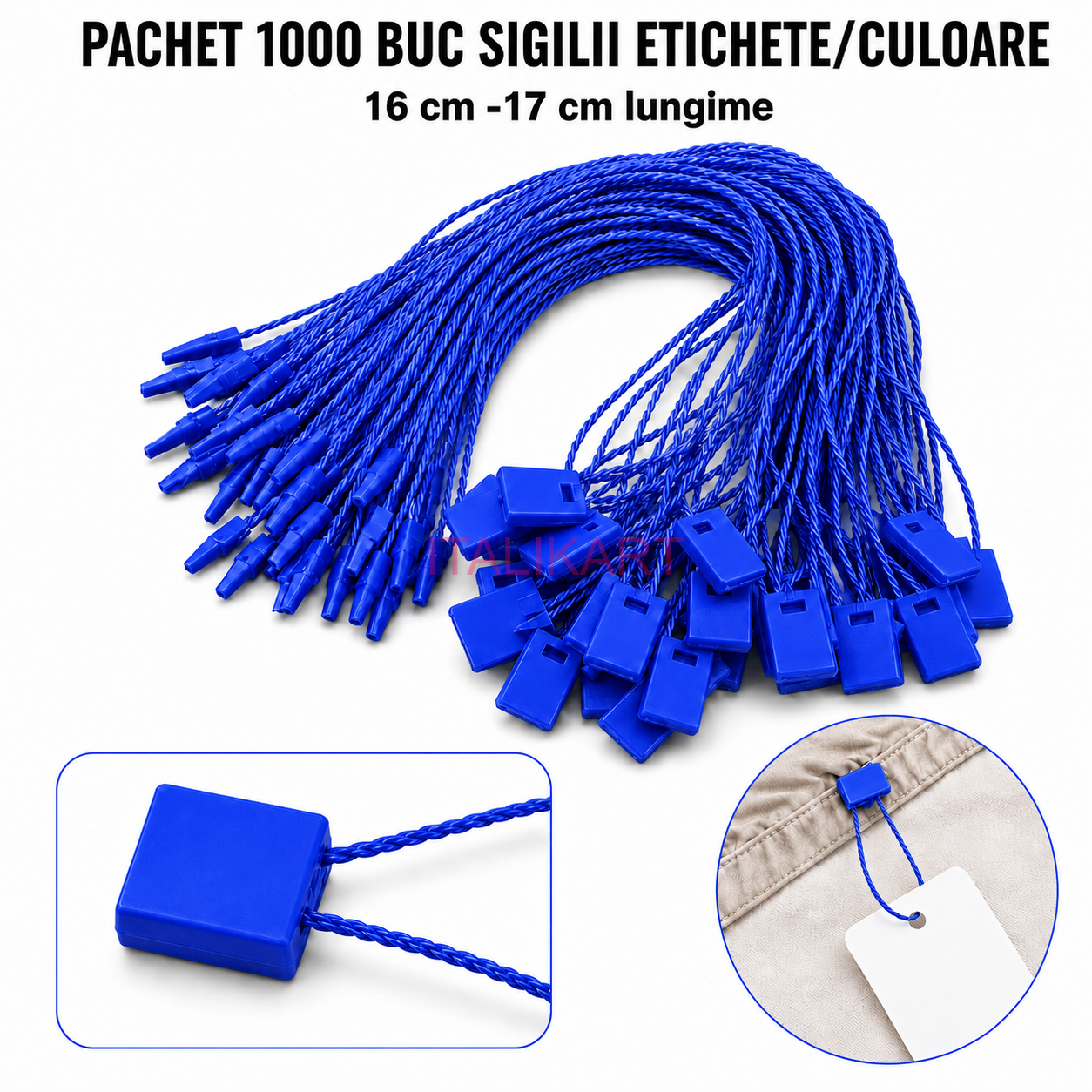 Set 1000 Sigilii Albastru ptr Etichete ,16-17 cm Lungime,fir matasos