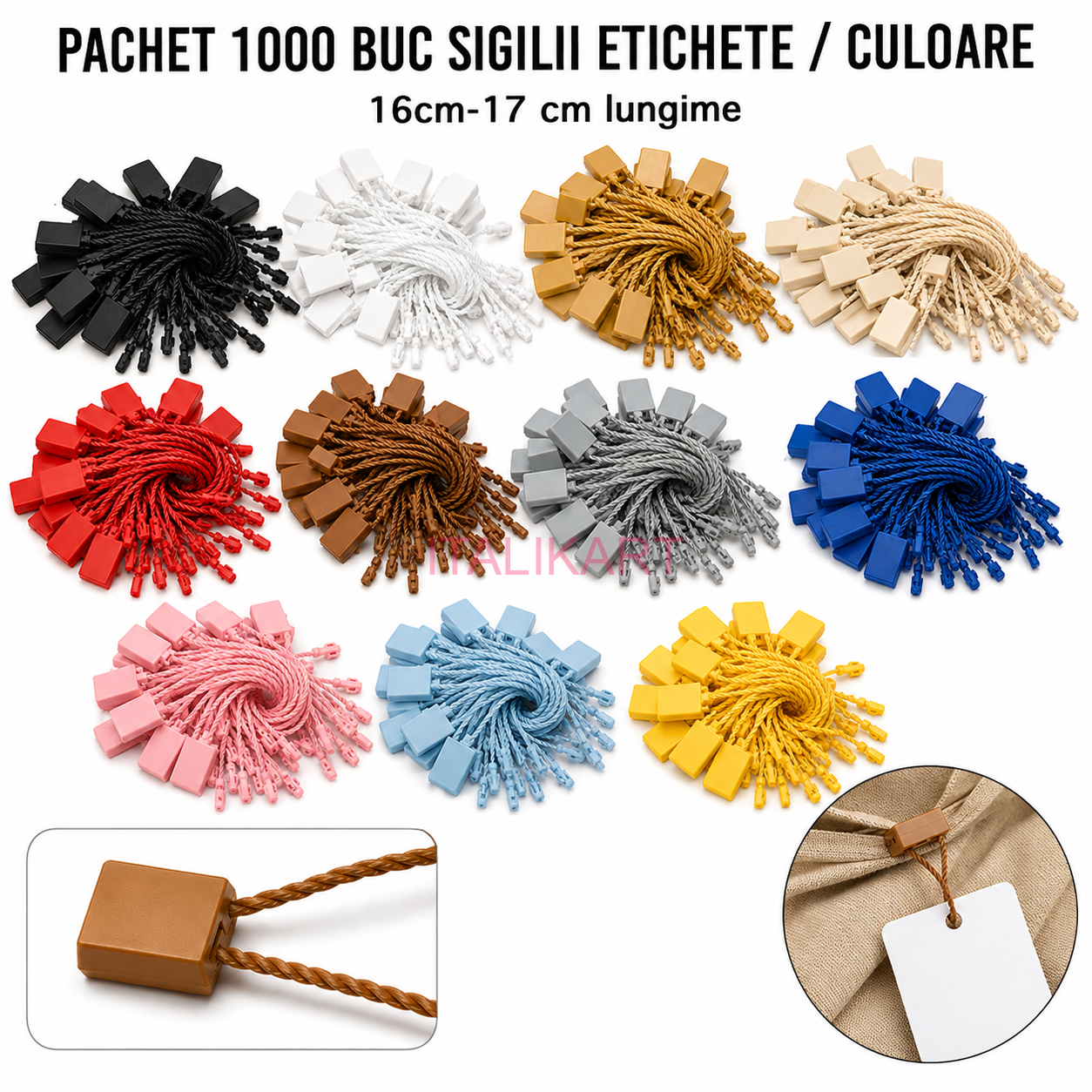Set 1000 Sigilii ptr Etichete 16-17 cm Lungime fir matasos,ALEGE CULOAREA