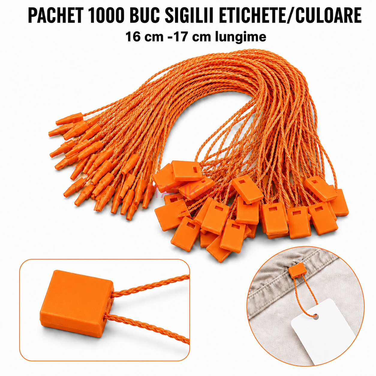 Set 1000 Sigilii Portocaliu ptr Etichete ,16-17 cm Lungime,fir matasos