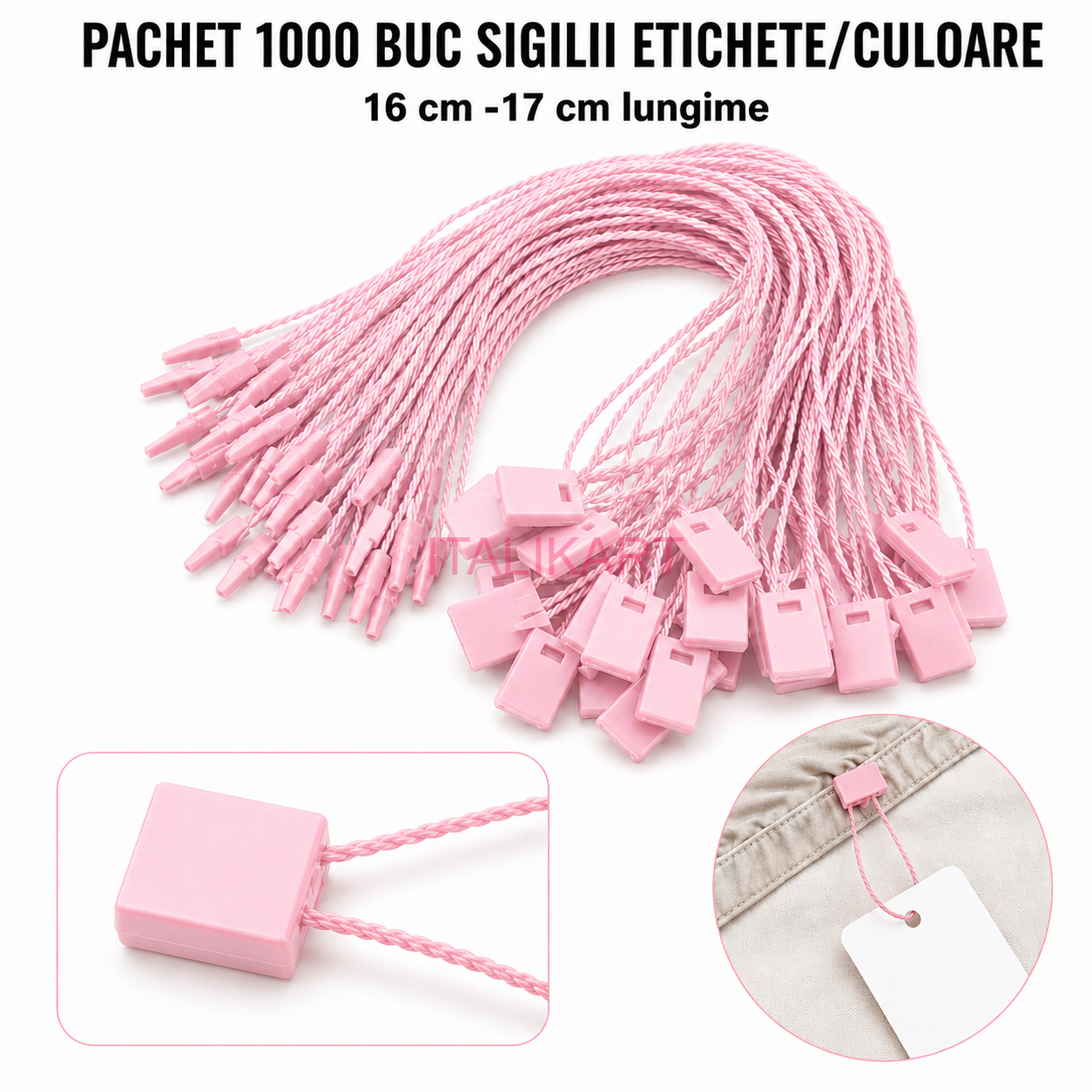 Set 1000 Sigilii Roz ptr Etichete ,16-17 cm Lungime,fir matasos