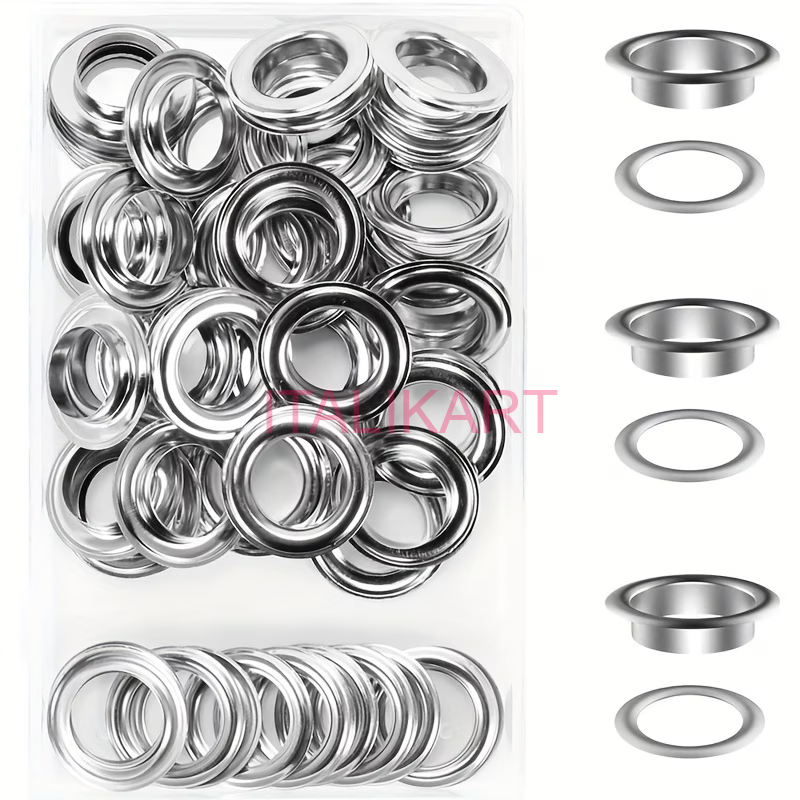 Set 500 OCHETI metal ARGINTII Saiba INCLUSA croitorie pielarie prelate ateliere hobby diy ITALIKART