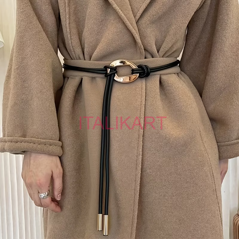 CORDON PIELE eco NEAGRA 1 cm grosime x 145 cm lungime CATARAMA si CAPETE METAL, CALITATE PREMIUM